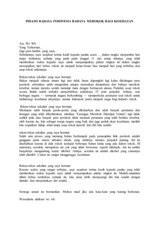Contoh Pidato Bahaya Merokok Contoh Resource Riset