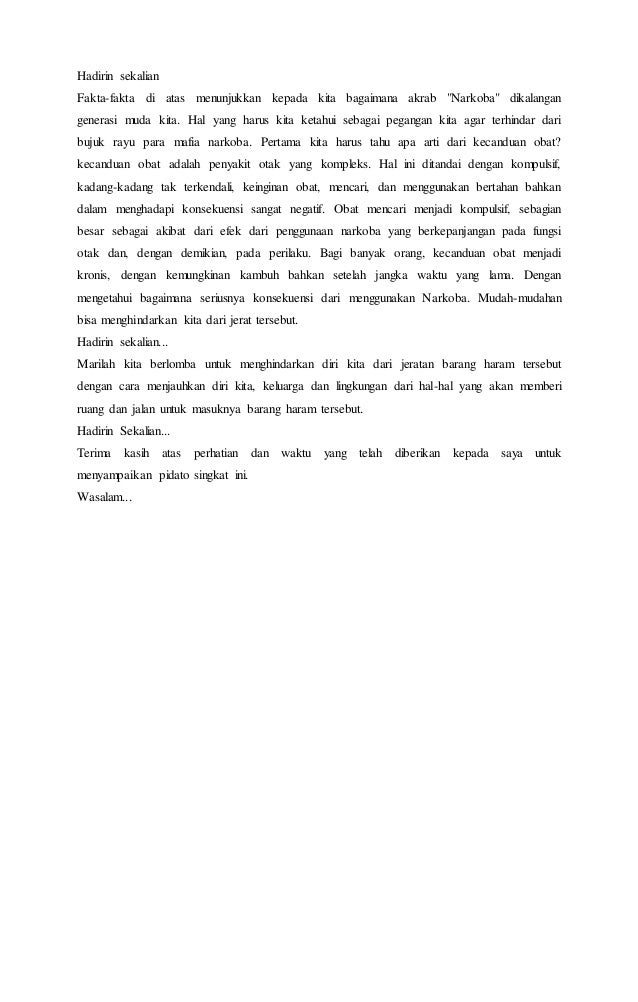 Pidato Bahasa Indonesia Narkoba