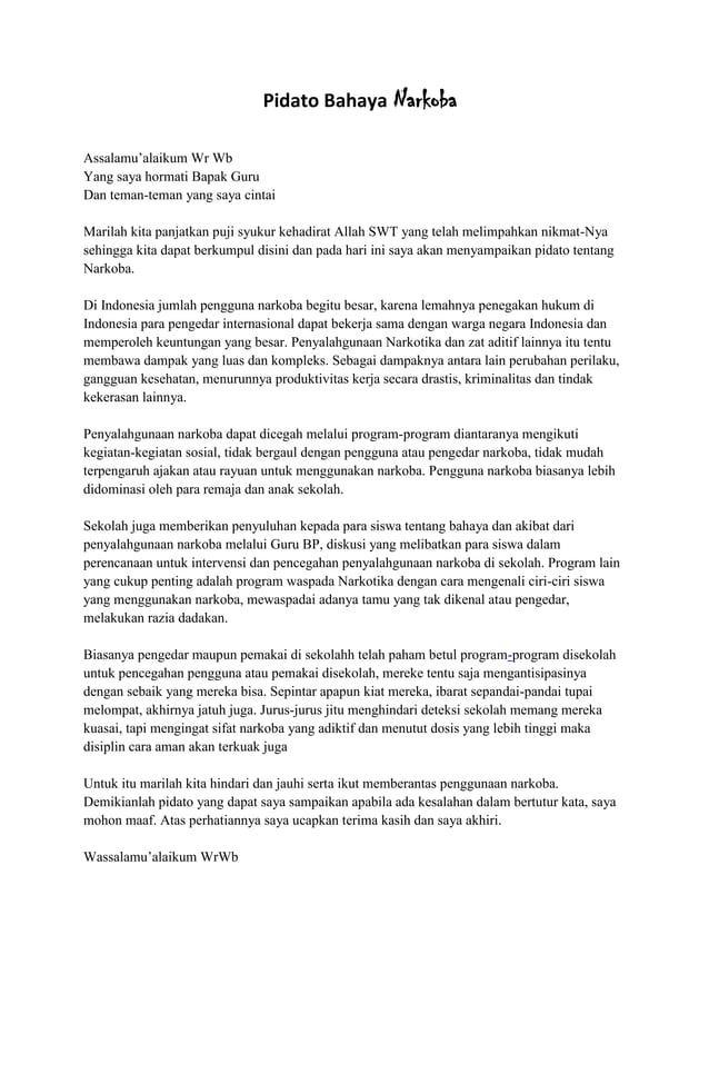 Pidato bahaya narkoba