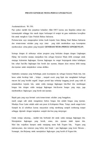 Pidato kebersihan lingkugan | PDF