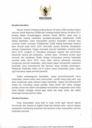 Contoh pidato singkat menteri kesehatan