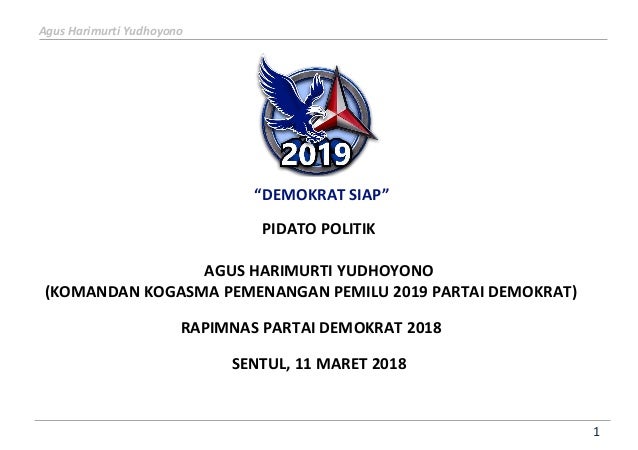 Pidato Politik Ahy 11 Maret 2018