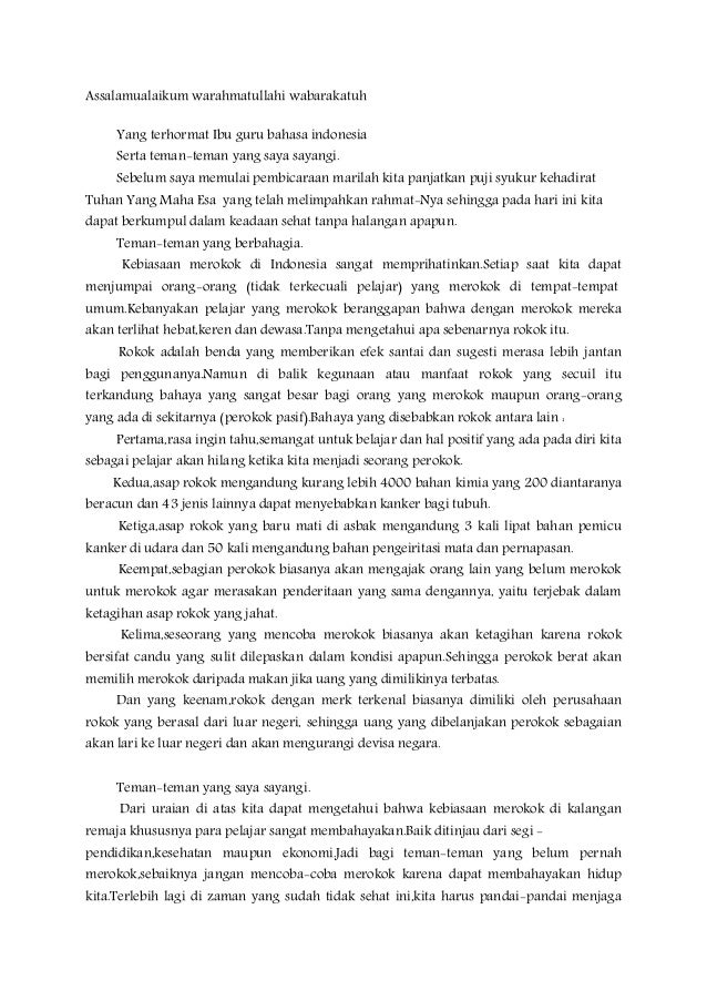 Pidato Tentang Rokok