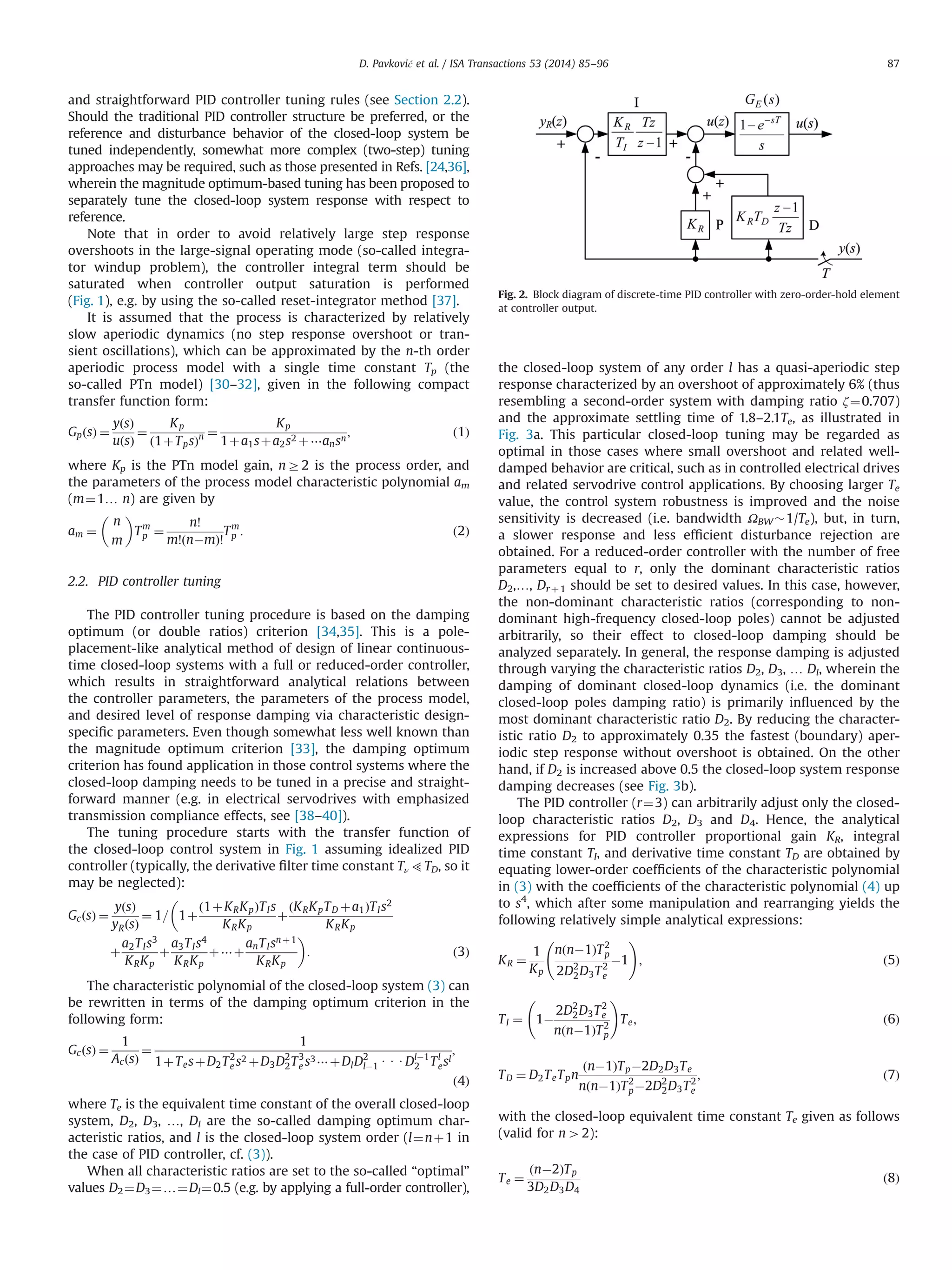 PID controller auto-tuning based on process step response and damping ...