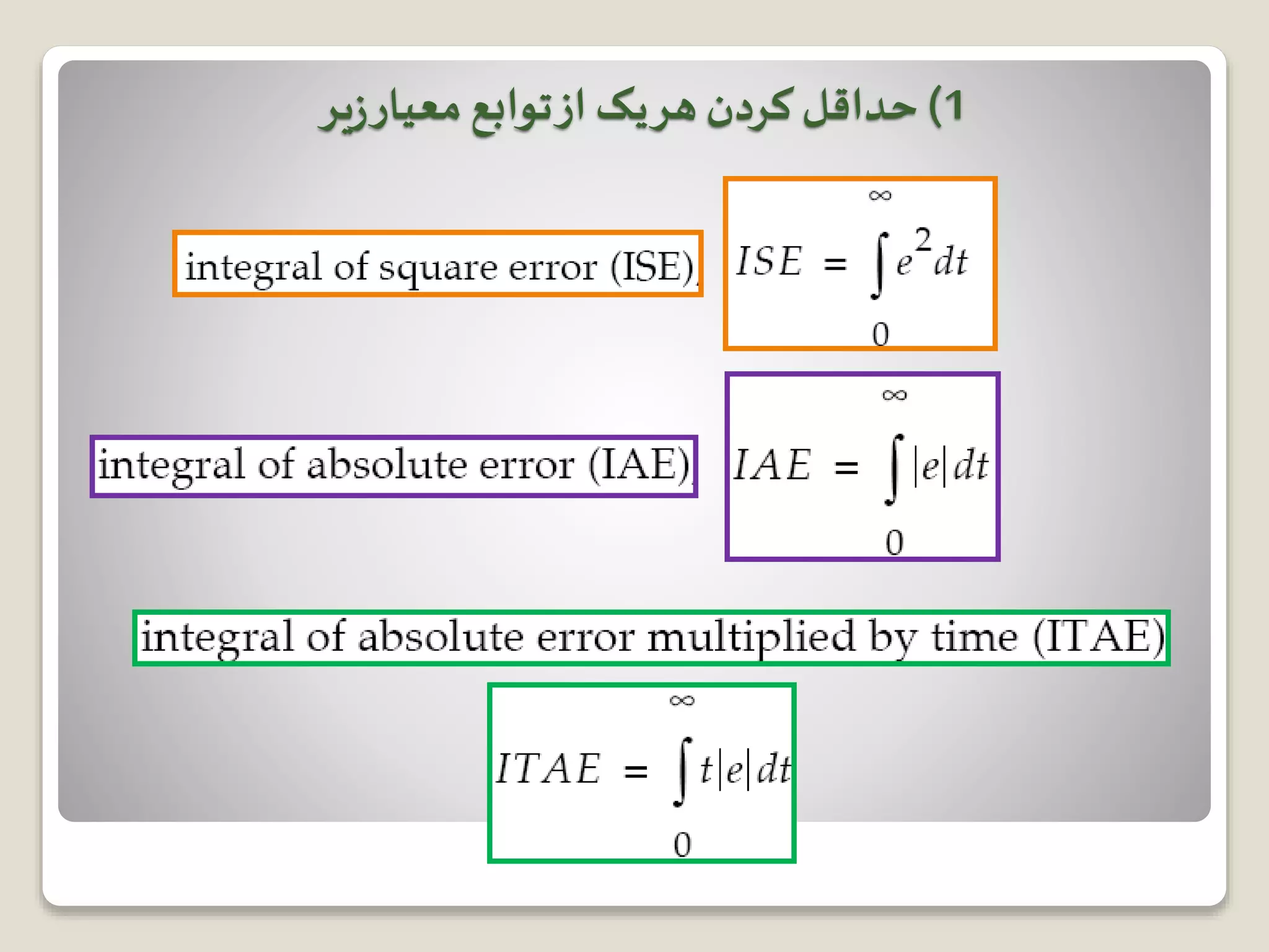 1)‫یر‬‫ز‬‫معیار‬ ‫توابع‬‫از‬ ‫یک‬‫هر‬ ‫کردن‬‫حداقل‬
 