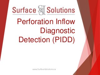 Perforation Inflow 
Diagnostic 
Detection (PIDD) 
www.SurfaceSolutions.ca 
 