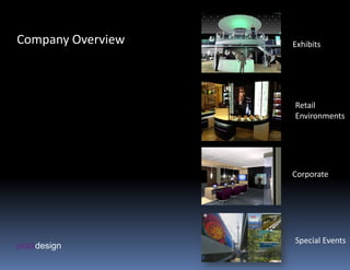 Company Overview   Exhibits




                   Retail
                   Environments




                   Corporate




                   Special Events
piddidesign
 