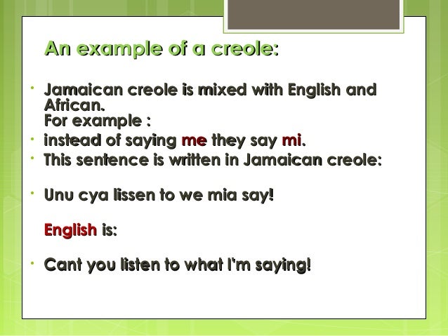 example of pidgin english