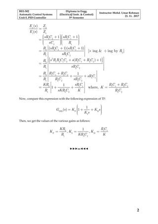 PID Controller Transfer Function | PDF