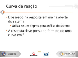 • É baseado na resposta em malha aberta
do sistema
 Utiliza-se um degrau para análise do sistema
• A resposta deve possuir o formato de uma
curva em S
Curva de reação
 