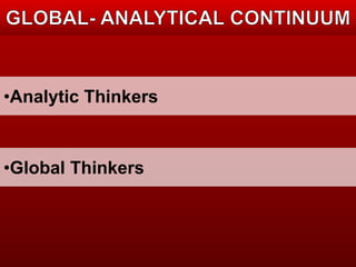 •Analytic Thinkers 
•Global Thinkers 
 