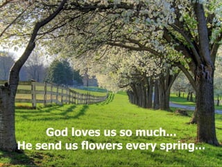 God loves us so much...  He send us flowers every spring...  