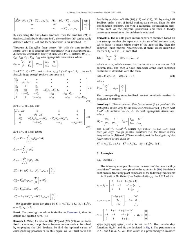 Piecewise Controller Design For Affine Fuzzy Systems