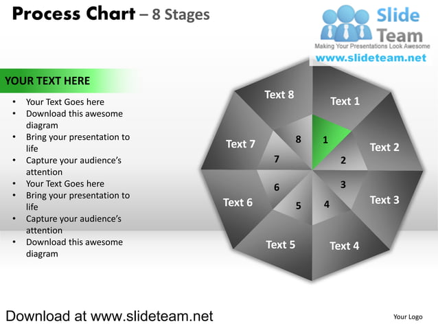 Pie chart with center 8 stages powerpoint diagrams and powerpoint ...