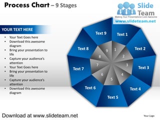 Pie chart with center 9 stages powerpoint diagrams and powerpoint ...