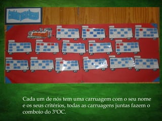 Cada um de nós tem uma carruagem com o seu nome e os seus critérios, todas as carruagens juntas fazem o comboio do 3ºOC.