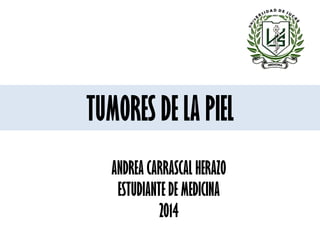 TUMORES DE LA PIEL
ANDREA CARRASCAL HERAZO
ESTUDIANTE DE MEDICINA
2014
 