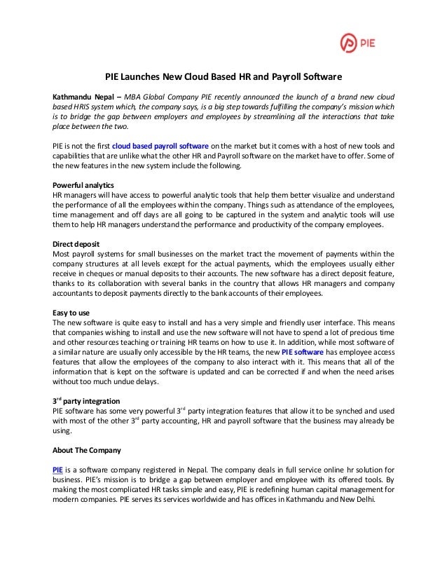 Pie Launches New Cloud Based Hr And Payroll Software