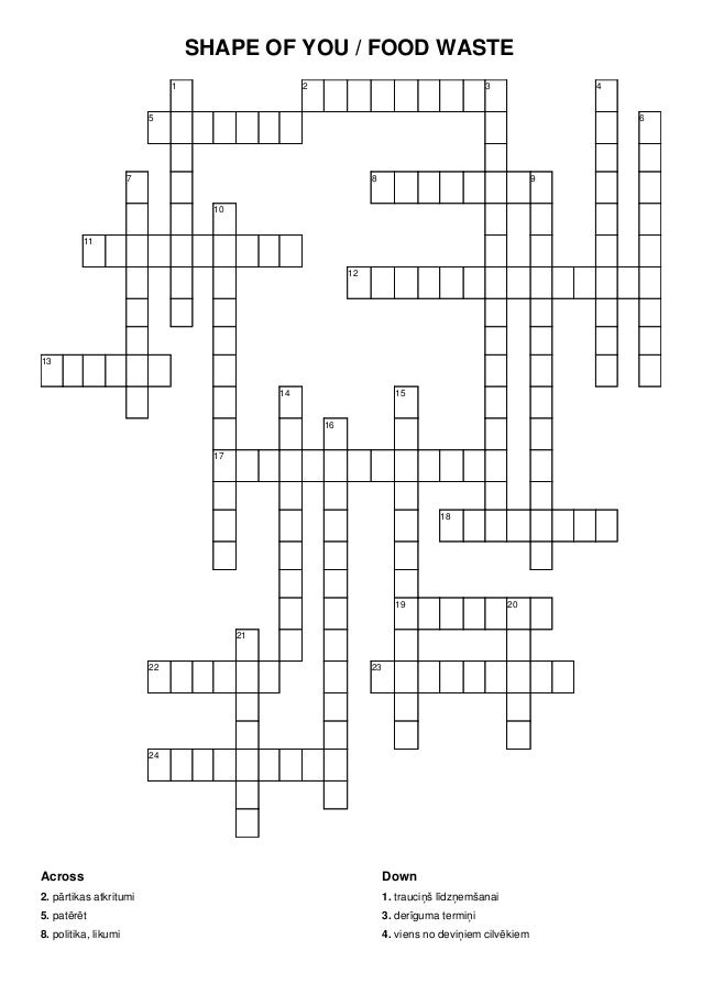 Pielikums 5 Shape of you food waste crossword