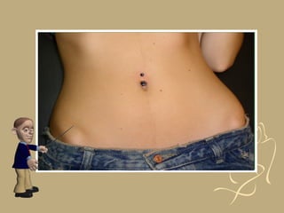 TATUAJE Y PERFORACIÓN CORPORAL
ORNAMENTAL
•Tatuaje: coloración permanente de la piel a
través de un pigmento exógeno dentro de la
dermis con una aguja. Suelen ser permanentes
debido a que la dermis no se descama como lo
hace la epidermis cada 6 semanas.
•Perforación corporal ornamental: inserción de
un aro a través de un orificio artificial , su
cicatrización completa puede durar hasta un año.
 