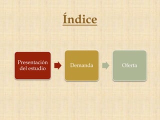 Índice


Presentación
                Demanda   Oferta
 del estudio
 