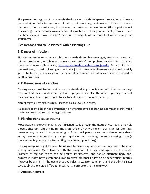 Piercing Gun 5 Risks Associated with Such Wholesale Stainless Jewelry
