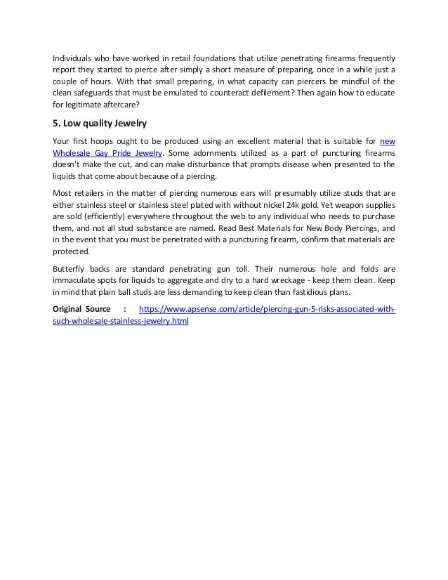 Piercing Gun 5 Risks Associated with Such Wholesale Stainless Jewelry