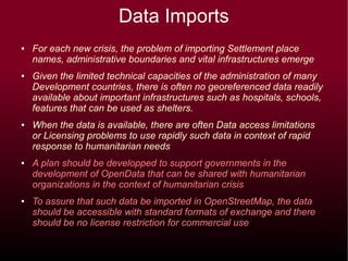 Infrastructures data collection 
● A lot of efforts are made by various organizations, coordinating with OCHA 
and other a...