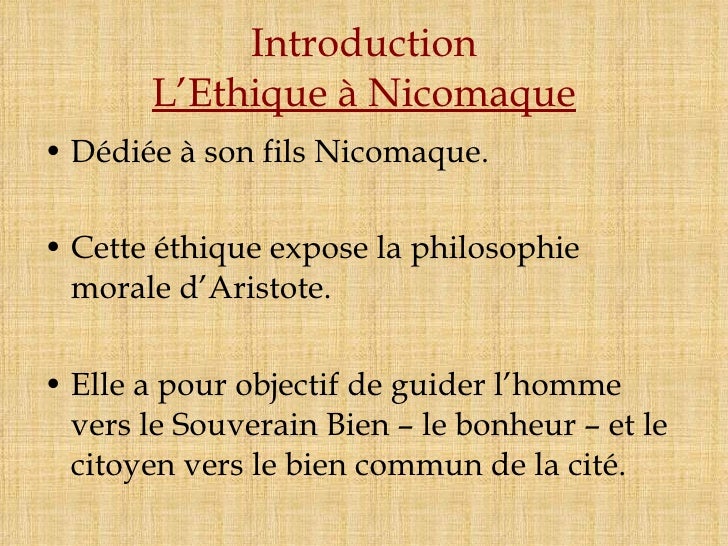 Pierre de R. Ethique à Nicomaque
