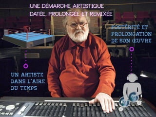Une démarche artistique
datée, prolongée et remixée
Postérité et
prolongation
de son œuvre

Un artiste
dans l’aire
du temps

 