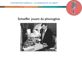 L’invention formelle : la musicalité du bruit

Schaﬀer(jouant(du(phonogène(
Schaeffer jouant du phonogène

 
