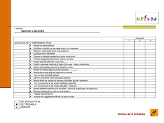 EL MODEL DE L’ESCOLA (apartats) ESCOLA ALTA SEGARRA 
