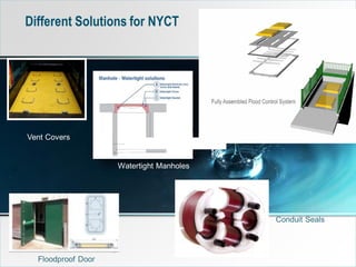 © 2014 ARCADIS15 April 201557
Different Solutions for NYCT
Vent Covers
Watertight Manholes
Conduit Seals
Floodproof Door
 