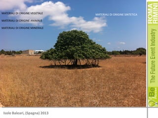 MATERIALI DI ORIGINE VEGETALE
MATERIALI DI ORIGINE ANIMALE
MATERIALI DI ORIGINE MINERALE

Isole Baleari, (Spagna) 2013

MATERIALI DI ORIGINE SINTETICA

 