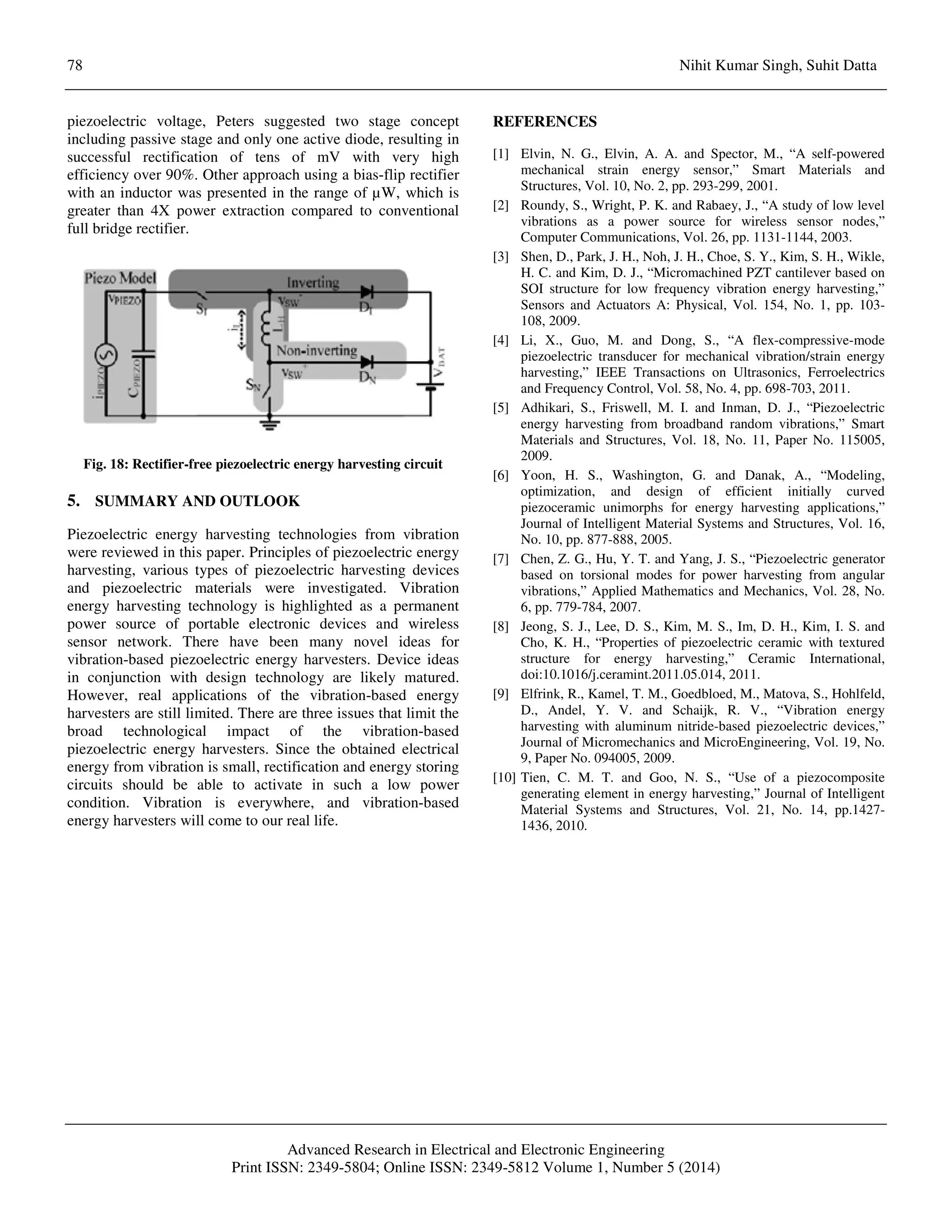 Piezoelectric energy harvesting based on vibration | PDF