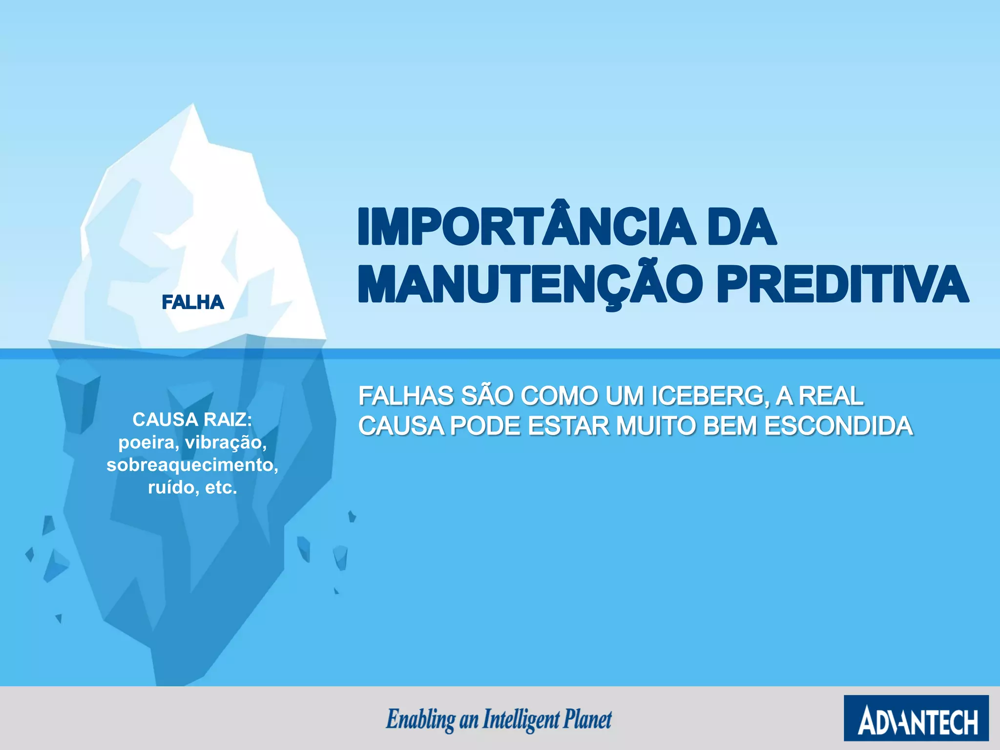 CAUSA RAIZ:
poeira, vibração,
sobreaquecimento,
ruído, etc.
 