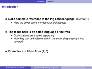 High-level Programming Languages: Apache Pig and Pig Latin | PDF