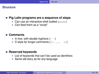 High-level Programming Languages: Apache Pig and Pig Latin | PDF