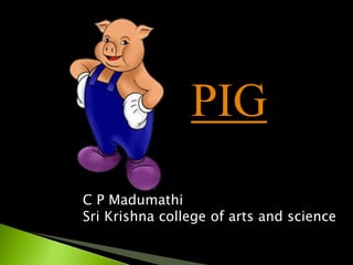 PIG
C P Madumathi
Sri Krishna college of arts and science
 