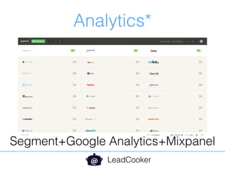 Analytics*
LeadCooker
Segment+Google Analytics+Mixpanel
 