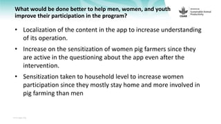 Feedback on Livestock CRP MorePork project innovations to guide the design of SAPLING innovation packages