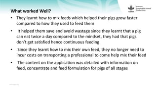 Feedback on Livestock CRP MorePork project innovations to guide the design of SAPLING innovation packages