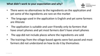 Feedback on Livestock CRP MorePork project innovations to guide the design of SAPLING innovation packages