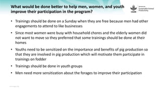 Feedback on Livestock CRP MorePork project innovations to guide the design of SAPLING innovation packages