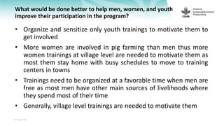 Feedback on Livestock CRP MorePork project innovations to guide the design of SAPLING innovation packages