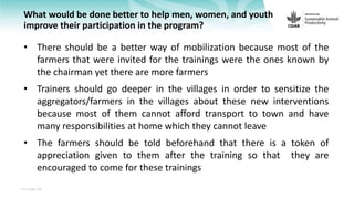 Feedback on Livestock CRP MorePork project innovations to guide the design of SAPLING innovation packages