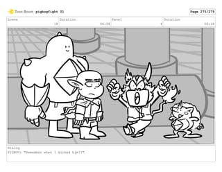 Scene
18
Duration
06:08
Panel
4
Duration
00:18
Dialog
PIGBOG: "Remember when I kicked him??"
pigbogfight 01 Page 275/279
 