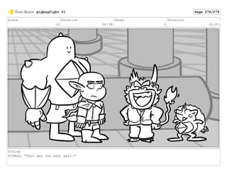 Scene
18
Duration
06:08
Panel
5
Duration
01:05
Dialog
PIGBOG: "That was the best part."
pigbogfight 01 Page 276/279
 