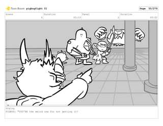 Scene
6
Duration
05:10
Panel
2
Duration
00:02
Dialog
PIGBOG: "YOU'RE the weird one for not getting it!
pigbogfight 01 Page 55/279
 