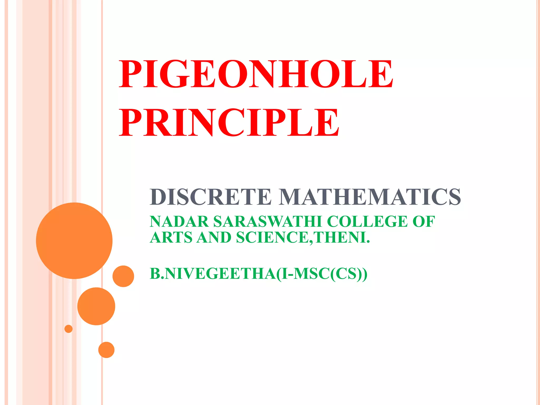 Pigeonhole principle | PPTX
